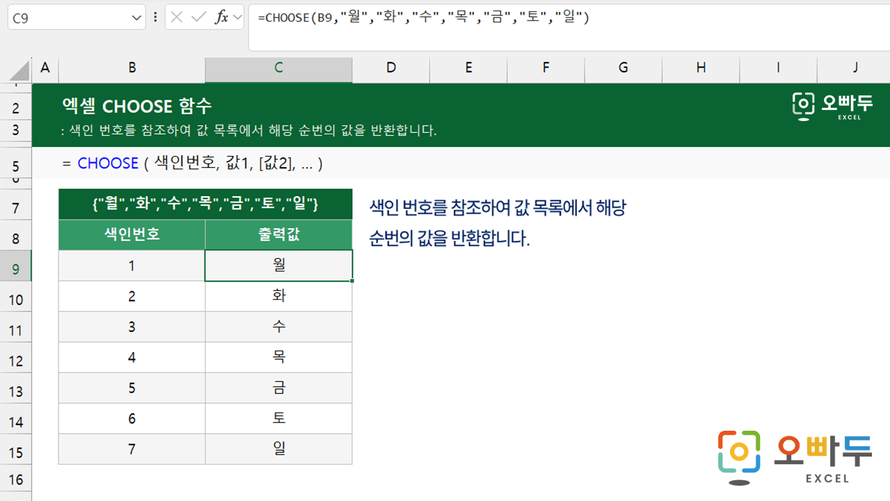 엑셀-CHOOSE-함수-사용법