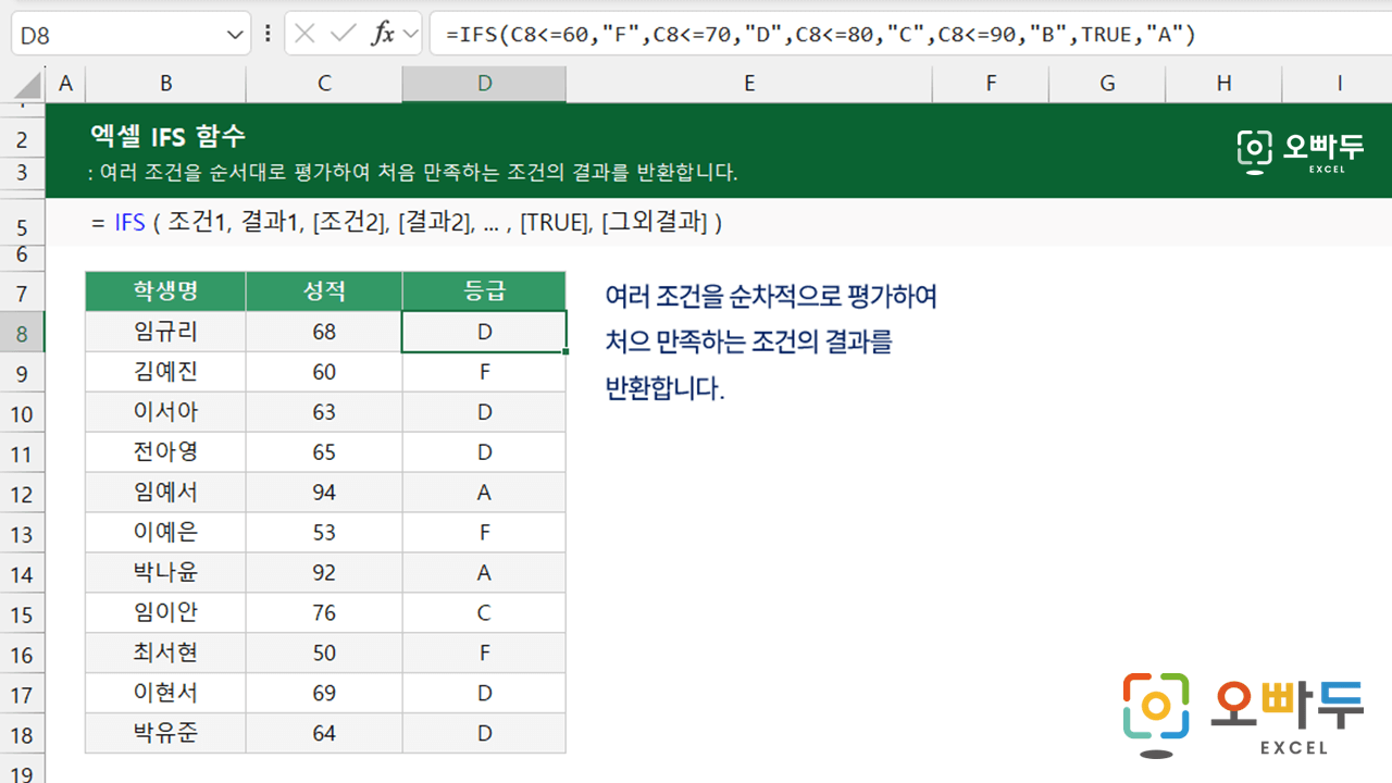 엑셀-IFS-함수-사용법