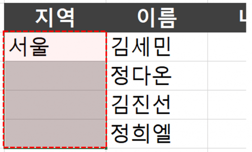 병합된 셀 문제