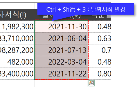 날짜 서식 변경