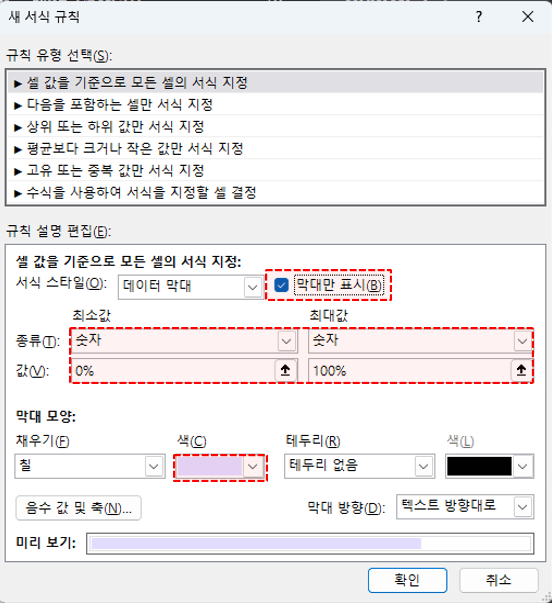 엑셀 진행률 시각화 서식