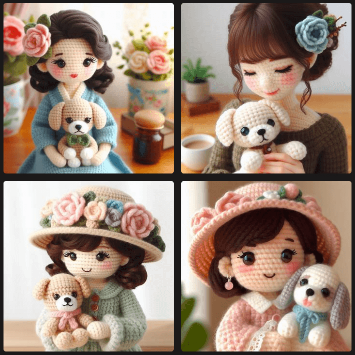 amigurumi-style-30s-korean-woman-holding-a-puppy