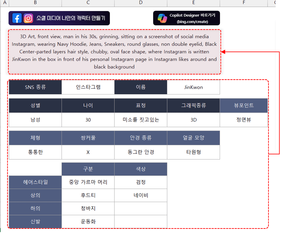 소셜-미디어-캐릭터-만들기-엑셀