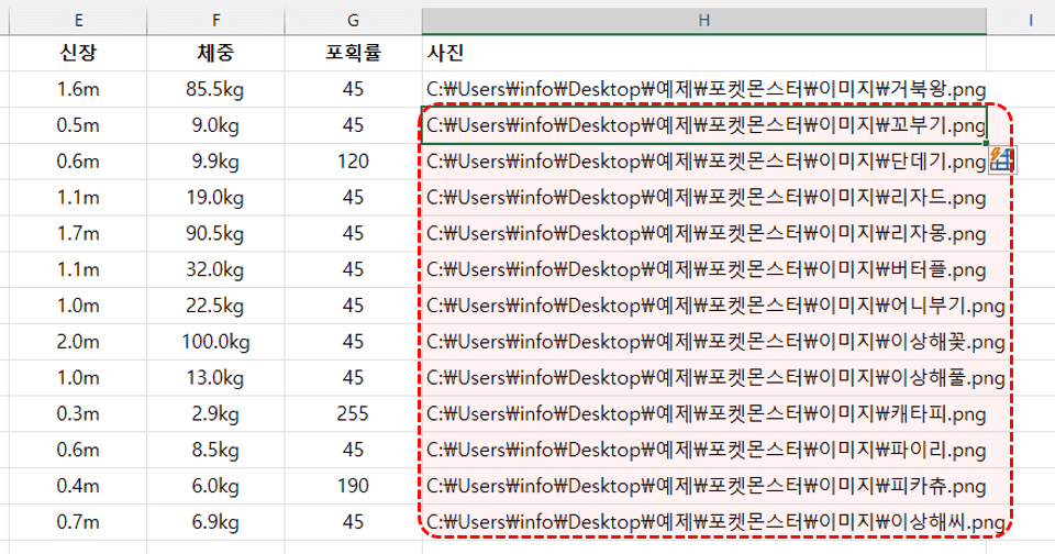 엑셀-이미지-경로-빠른채우기